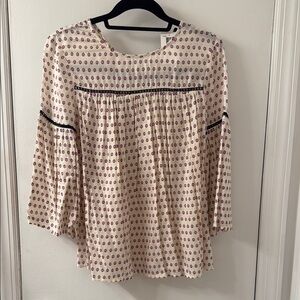 French Connection Cream Pleated Blouse with Bib Collar